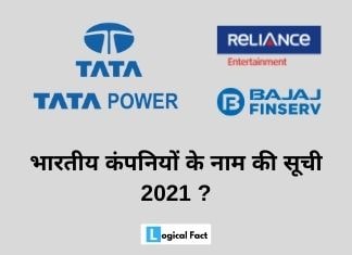 भारतीय कंपनियों के नाम की सूची 2021